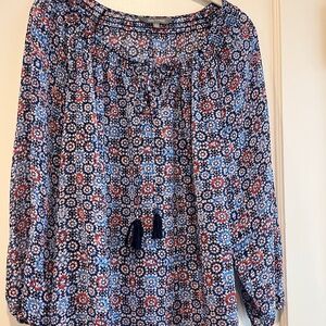 Daisy Fuentes Blue and Red Floral Top